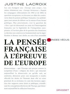 cover image of la pensée française à l'épreuve de l'europe